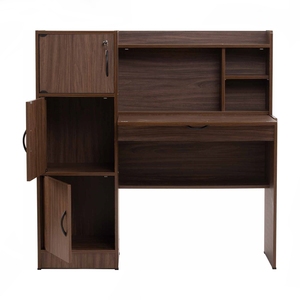 Modern Walnut Finish Computer <b>Desk</b> and Cabinet Set Home Office Study Table Storage Workstation for School - Product Image 3
