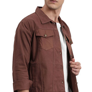 Veste en jean marron décontractée pour homme 2026, manches longues, style urbain, respirante, hiver, fabricant OEM ODM - Product Image 3
