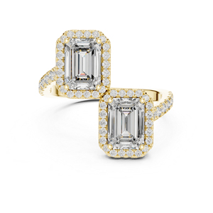 Anillo de Boda de Oro Rosa de 14K con Diamante Cultivado en Laboratorio, Corte Redondo y Esmeralda, para Mujer |   Diamante Cultivado Nuevo - Product Image 6