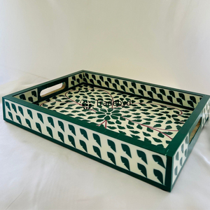 ถาดไม้ฝังกระดูกทำมือทันสมัยหรูหรา ถาดเสิร์ฟเคลื่อนย้ายได้ ของตกแต่งโต๊ะอาหารระดับพรีเมียม โดย Tradebyd - Product Image 2