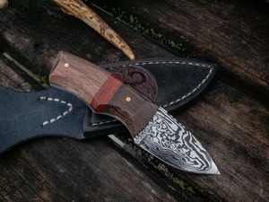 Couteau à dépecer artisanal en acier Damas, lame pleine longueur, biseautée, pour camping, chasse et usage général - Product Image 3