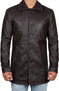 Elegante Chaqueta Larga de Cuero Genuino para Hombre, Abrigos Personalizados de Cuero Genuino OEM Disponibles a Precios de Mayoreo - Product Image 4