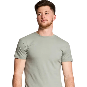 เสื้อยืดคอกลมทรงปกติสำหรับผู้ชาย แขนสั้น สไตล์มินิมอลลำลอง ใส่ได้ทุกวัน รับผลิตตามสั่ง ขายส่ง เสื้อยืดผ้าคอตตอนเจอร์ซีย์ เสื้อผ้าพื้นฐาน ผลิตแบบ OEM - Product Image 5