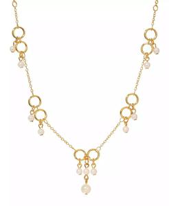Collana con perle coltivate finte e ciondolo a cerchio color oro |   2028 - Product Image 1