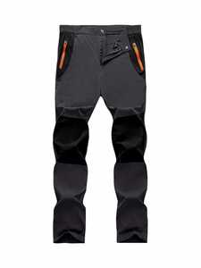 Men's Gray Outdoor <b>Pants</b> Elastic Waist Zipper Fly Side Pockets Quick Dry Casual Spring Wear - Product Image 1