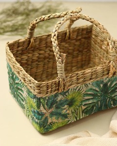 Ensemble de 2 paniers en jonc de mer peints, faits à la main, paniers de rangement, vente en gros, écologiques, fabriqués au Vietnam - Product Image 6