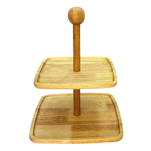Soporte de Pastel de 2 Niveles de Madera de Mango Natural, Redondo, Marrón Pulido, para Exhibición de Postres y Cupcakes, para Bodas y Decoración del Hogar, en Oferta - Product Image 4