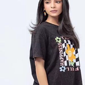 T-shirt décontracté pour femme 100 % coton, col rond ample, sexy, grande taille, avec logo décoratif - Product Image 6