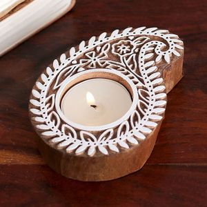 Support de bougie en bois à motif de feuilles pour la maison, les mariages, les cadeaux festifs, contenant de luxe pour bougies, pour la décoration de table et l'aromathérapie - Product Image 5