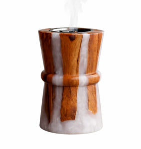 Brûleur d'encens Bakhoor en résine époxy et bois, artisanal et minimaliste, pour la maison, le bureau et les cadeaux festifs du Ramadan et de l'Aïd, Mabkhara arabe de luxe - Product Image 1