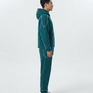 Conjunto de Sudadera con Capucha y Pantalones Deportivos para Hombre, Estilo Urbano, Personalizado con Ribetes, Lavado Ácido, Estampado, 100% Algodón, Corte Regular, OEM ODM - Product Image 3