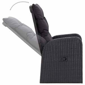 ชุดโต๊ะรับประทานอาหารพร้อมที่วางแขนปรับได้ขนาดใหญ่ ทำจากไม้กระถินเทศสีดำล้วน สำหรับใช้ในสวน - Product Image 6