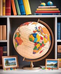 Globe terrestre métallique vert émeraude haut de gamme, globe décoratif professionnel pour bureau et salle d'étude, globe géographique antique de luxe - Product Image 3