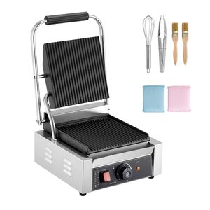 Piastra Elettrica Commerciale per Panini da 1800W in Acciaio Inox, Macchina per Sandwich da Interno con Controllo della Temperatura, Spina USA - Product Image 1