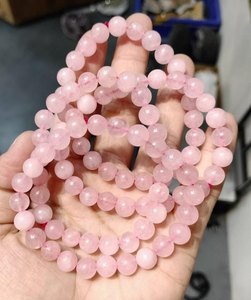 Bracelet en perles de quartz rose, forme sphérique polie, bijoux en pierre écologiques pour femmes et hommes - Product Image 2