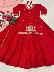 Conjunto de traje Sharara bordado de diseñador para mujer, ropa étnica |   Salwar Kameez Pakistaní con Dupatta, Traje para Bodas y Fiestas Indias - Product Image 2