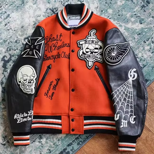 Veste bomber en molleton brodé avec lettres, 100% laine, design personnalisé OEM, hiver, pour hommes - Product Image 1