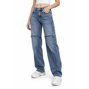 Jeans Boyfriend Convertibles con Cierre de Cremallera para Mujer, Corte Ajustado, Tallas Grandes 6XL-8XL, Color Azul Vintage - Product Image 3