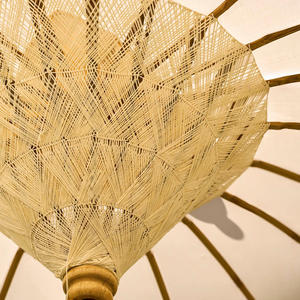 <span class=keywords><strong>Parasol</strong></span> <span class=keywords><strong>Balinais</strong></span> Sculpté en Bois Massif Monobloc avec Pompon en Macramé Fait Main pour Patio, Jardin et Décoration de Mariage - Product Image 5