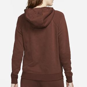 Sweat à capuche polaire à manches longues en toile de coton délavée à l'acide de haute qualité, personnalisable OEM, pour femme, avec badge avant et logo personnalisé - Product Image 3