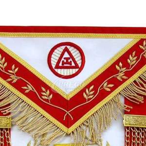 ผ้ากันเปื้อนหนังวินเทจสำหรับพระสงฆ์ยศสูง รุ่นรอยัลอาร์ช แคปเตอร์ - ผ้ากันเปื้อนกำมะหยี่สีแดงสำหรับเครื่องราชอิสริยาภรณ์ - Product Image 4