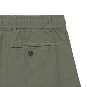 Venta al por mayor personalizado 100% Lino secado rápido ligero transpirable hombres cinturón bucles cordón cintura elástica pantalones cortos Casuales - Product Image 3