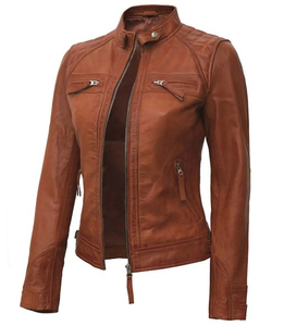 Chaqueta Blazer de Mujer, Cuero Genuino, Forro de Lana de Secado Rápido, Forro de Seda, Cuello con Botones, Manga Larga, Color Sólido, Moda de Invierno - Product Image 5