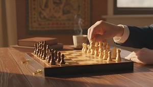 Échiquier et décoration d'échecs au design ouvert pour la maison, le bureau, cadeau de style de vie et boîte de collection décorative avec pièces d'échecs - Product Image 2