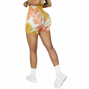Women's High Waist Tie Dye Sporty Shorts Knitted Spandex Polyester Elastic Waist Breathable Regular Fit - Product Image 5