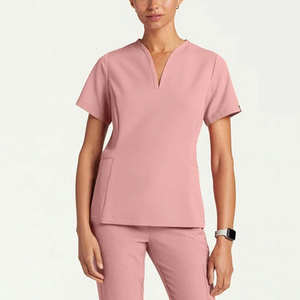 Nouvelle Arrivée Blouse d'Infirmière Unisexe d'Été Coupe Ajustée Manches Courtes Tissu Tricoté Couleur Personnalisée Logo Poches Design Usage Hospitalier - Product Image 6