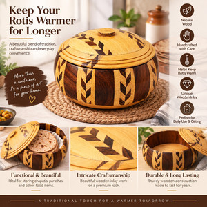 Recipiente de Madera Moderno y de Lujo Hecho a Mano para Roti y Chapati, Apto para Lavavajillas, Ecológico, Hermético, para Almacenamiento y Exhibición de Alimentos, Tarro para Especias - Product Image 4