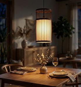 Lámpara Colgante de Bambú Japonesa Wabi Sabi Premium, Lámpara de Techo Minimalista de Madera, Iluminación Zen Japandi para Comedor - Product Image 1