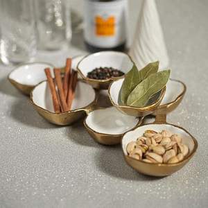 Bowl set flower shape serving <b>tray</b> snack serving platter dry fruit serving <b>tray</b> <b>spice</b> bowl set masala <b>tray</b> decorative - Product Image 1