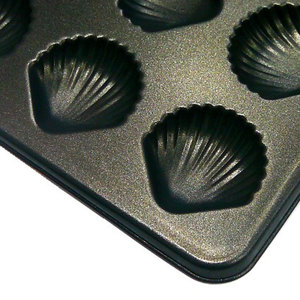 Moule à pâtisserie antiadhésif en acier au carbone noir, forme coquille, 12 cavités, compatible four, pour madeleines, financiers, desserts, muffins - Product Image 5
