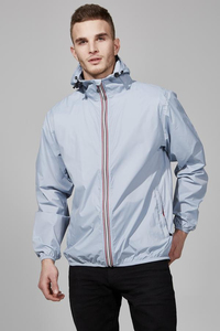 Men's <b>Light</b> Blue Hooded Windproof Racer Jacket Zip-Up Casual Spring Outdoor Coat Regular Fit Polyester <b>Shell</b> - Product Image 4