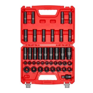 Juego de Llaves de Impacto de 39 Piezas, 1/2 Pulgada, 6 Puntas, Profundas y Superficiales, Tamaños Métricos de 9 a 30 mm, Acero Cr-V, Alta Durabilidad, Marcas de Tamaño Dobles - Product Image 1