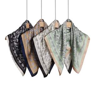 Foulard carré en soie multifonctionnel uni décontracté pour femme, bandana, accessoire respirant et durable à porter toute l'année - Product Image 4