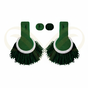 Épaulettes professionnelles réglables en polyester vert et noir avec franges en bullion, épaulettes d'uniforme personnalisées - Product Image 5