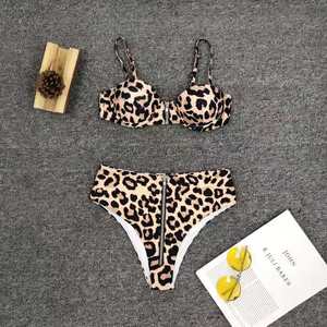 Conjunto de bikini con volantes para mujer, traje de baño de dos piezas, top push-up, parte inferior de cintura alta con lazo ajustable para piscina o playa - Product Image 1