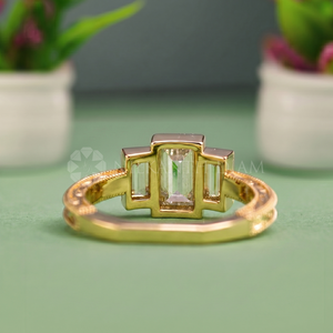 New Design Emerald Cut Fine <b>Diamond</b> Jewelry Lab Created <b>Diamond</b> <b>Ring</b> in Yellow Gold for Women's from India Supplier - Product Image 3
