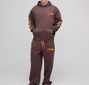Ensemble de survêtement streetwear personnalisé pour homme, 100 % coton molletonné épais, respirant, vêtements d'hiver, motif color block - Product Image 1