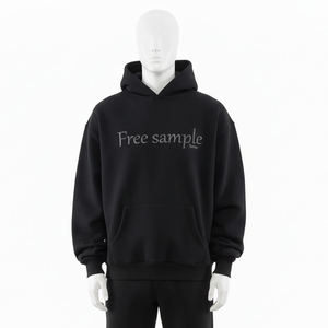 Sudadera con Capucha Negra para Hombre, Sudadera con Capucha y Logotipo Bordado Personalizado, Sudadera Holgada Informal de Estilo Urbano - Product Image 1