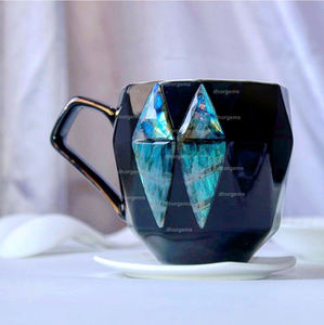 Bougeoir en cristal de labradorite, tasse en porcelaine, tasse en plastique avec logo, machine d'impression, modèle de pierre précieuse décorative - Product Image 2