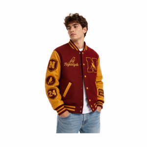 Premium Wool Varsity <b>Jacket</b> <b>Leather</b> Sleeves Custom Chenille Patch Embroidered College <b>Jacket</b> Embroidery Varsity <b>Jackets</b> - Product Image 4