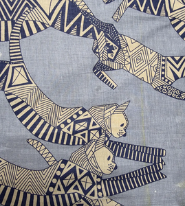 Tissu en coton imprimé chat 2026, motif géométrique noir et gris, vendu au mètre, matériau de couture à prix d'usine - Product Image 2