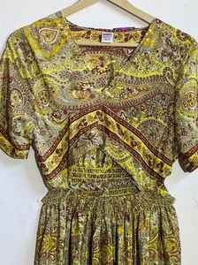 Robe longue bohème à col en V avec imprimé cachemire, taille élastique, coupe ample, manches courtes, respirante, tissée, robe d'été décontractée - Product Image 2