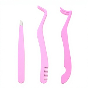 Pince à épiler classique antidérapante à rayures en acier inoxydable à pointe inclinée, outil auxiliaire pour faux cils, pince à sourcils et barbe - Product Image 4