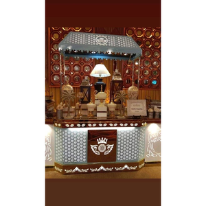 Mostrador de exhibición para buffet de catering en acero inoxidable blanco y dorado - Product Image 2