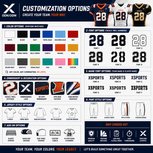 X Sports City Ensemble de football américain traditionnel en sergé et brodé, personnalisable, séchage rapide, vêtements de sport haute performance OEM/ODM - Product Image 5