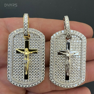 Custom Hip Hop Luxury Iced Jesus Cross Religious <b>Statue</b> Pendant with Moissanite Sterling Silver <b>Gold</b> Plated - Product Image 2